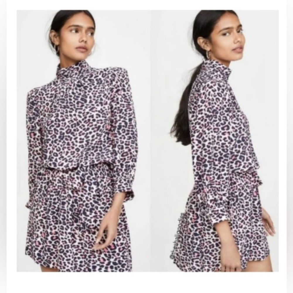 ZADIG & VOLTAIRE Rivali Print Leo Dress Pink Black Leopard size Small NWT